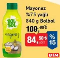 BOLBOL MAYONEZ %75 YAĞLI 840 G